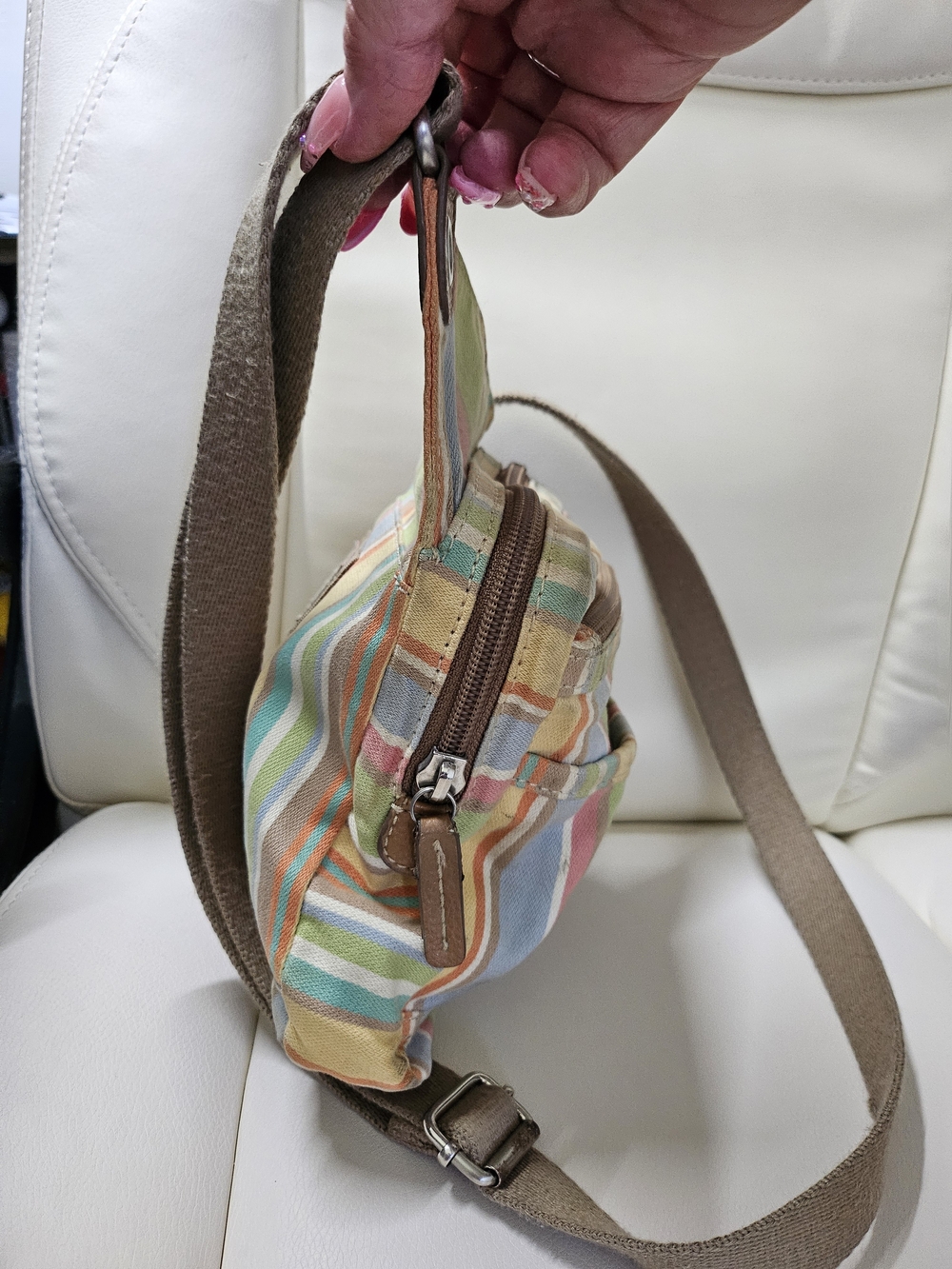 Fossil Multicolor Pastel Stripe Crossbody Bag - Picture 7 of 11